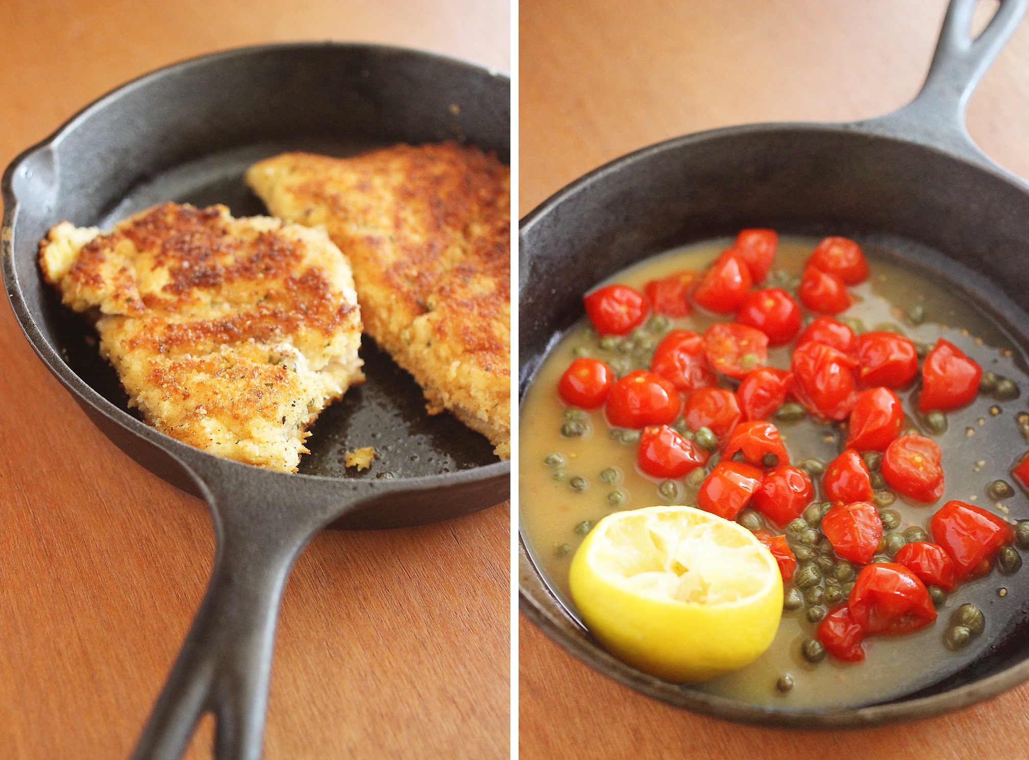 Crispy Chicken Scallopini with Tomatoes in a LemonButter White Wine