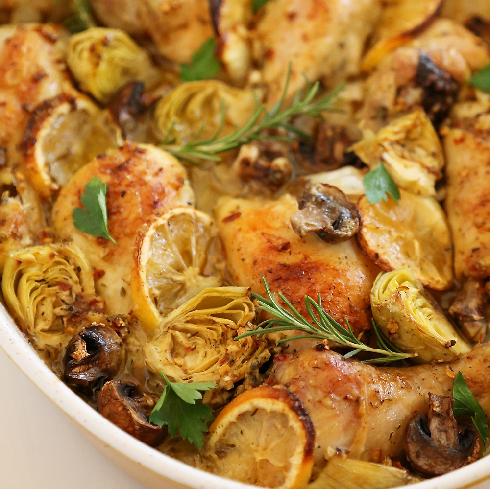 Lemon and Artichoke Oven Roasted Chicken