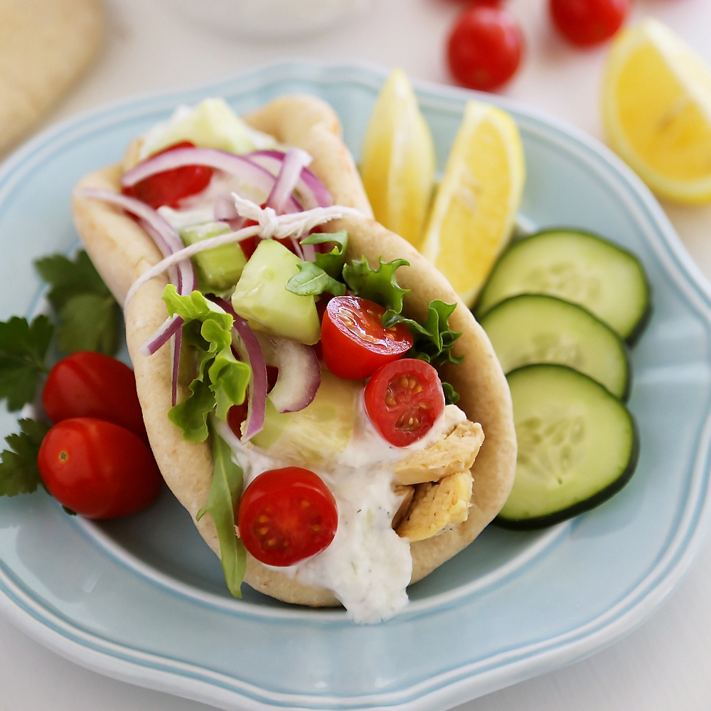 Slow Cooker Chicken Gyros with Tzatziki Sauce