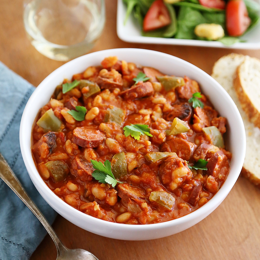 Slow Cooker Sausage and White Beans