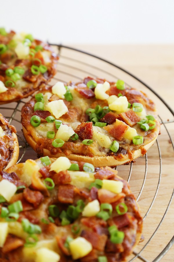 BBQ Bacon Hawaiian Bagel Thin Pizzas The Comfort of Cooking