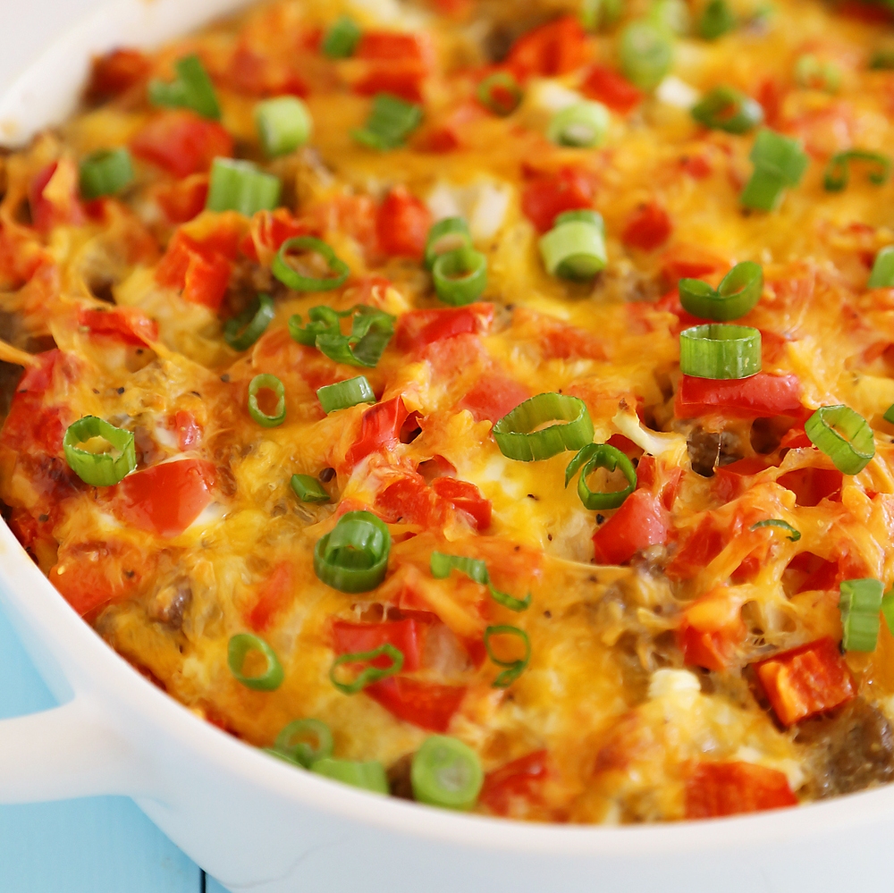 English Muffin Sausage, Egg and Cheese Breakfast Casserole