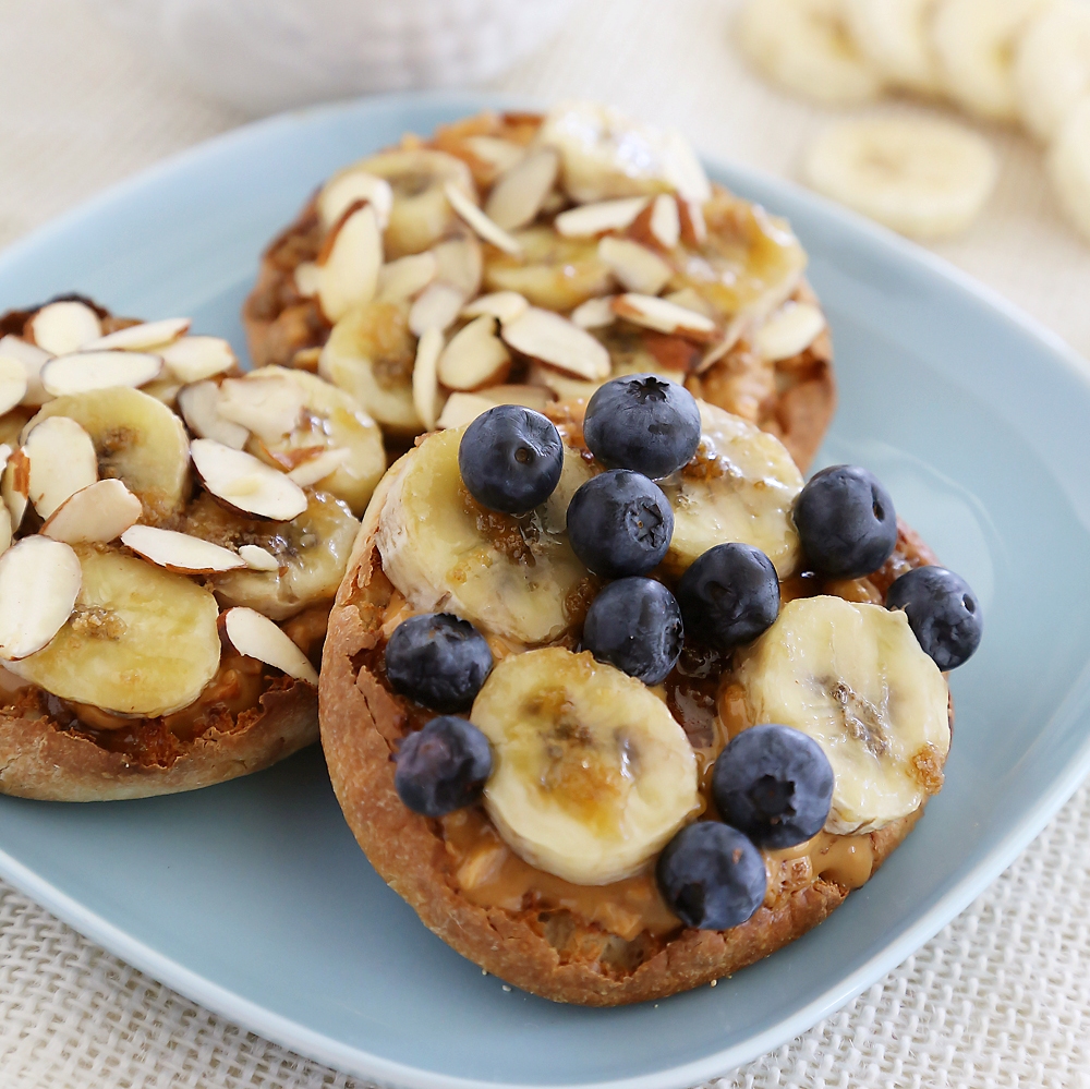 Brûléed Banana and Peanut Butter English Muffins
