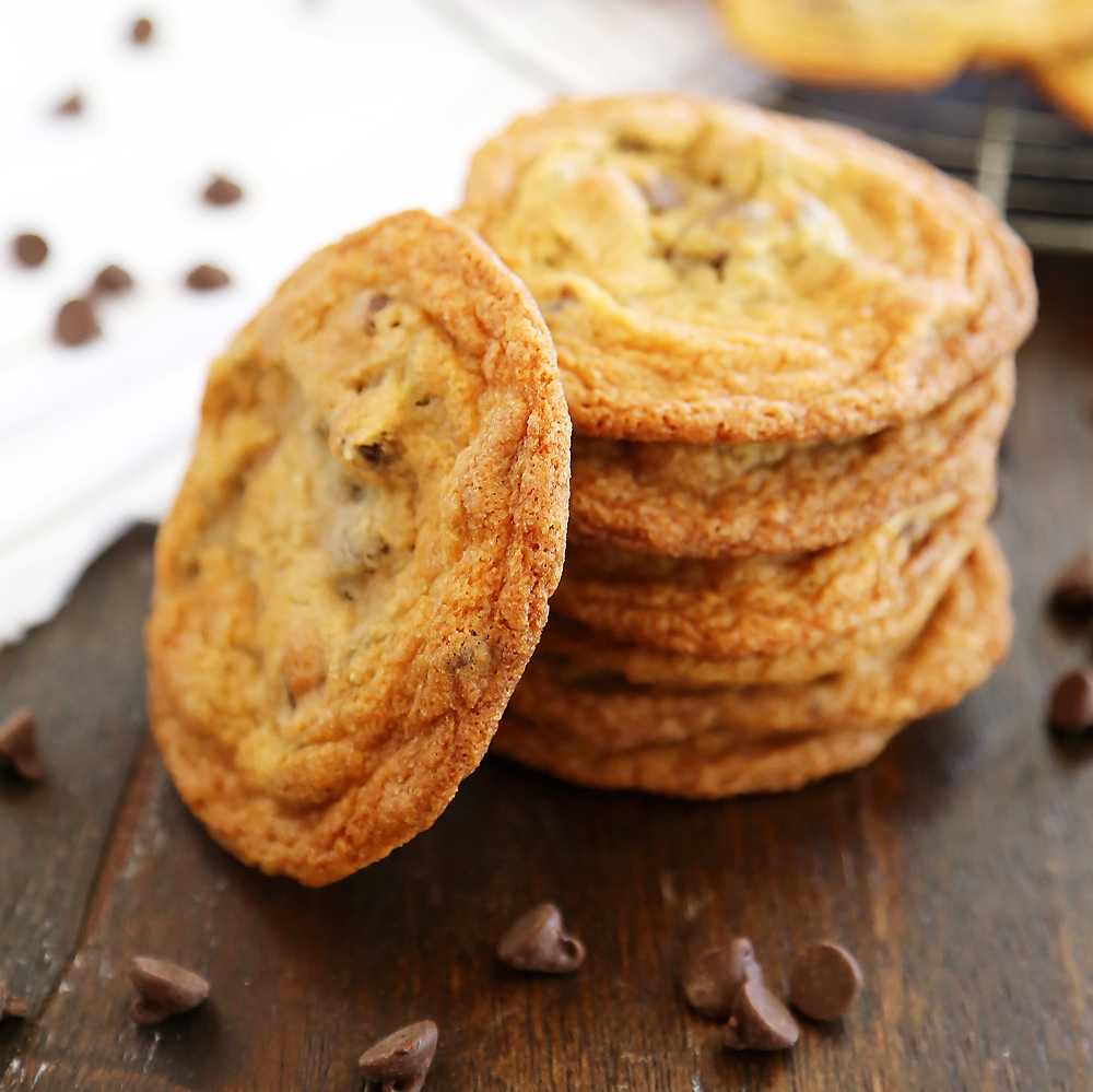 Thin and Chewy Chocolate Chip Cookies