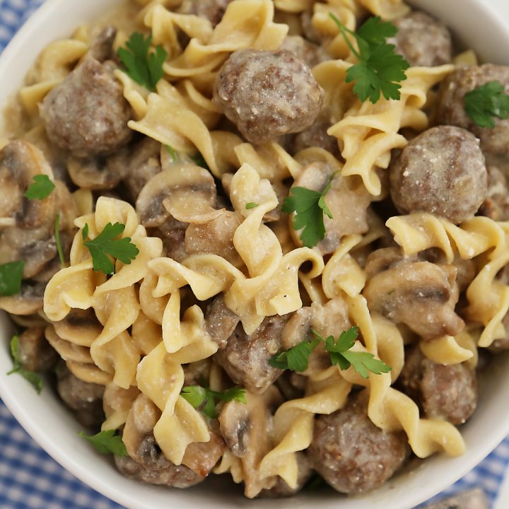 Creamy Mushroom Meatball Stroganoff