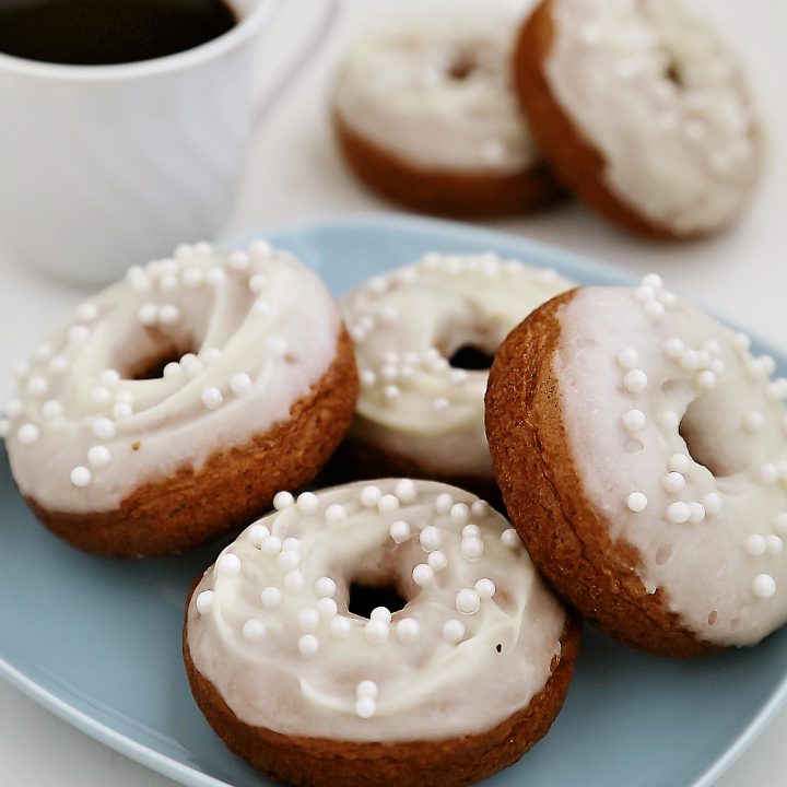 Soft Pumpkin Donuts with Cream Cheese Glaze