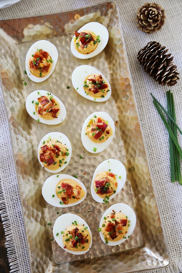 Bacon, Chive + Sour Cream Deviled Eggs The Comfort of Cooking