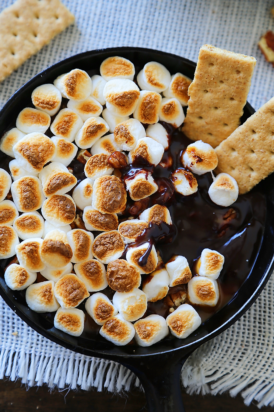 5-Ingredient Caramel Pecan S'mores Dip