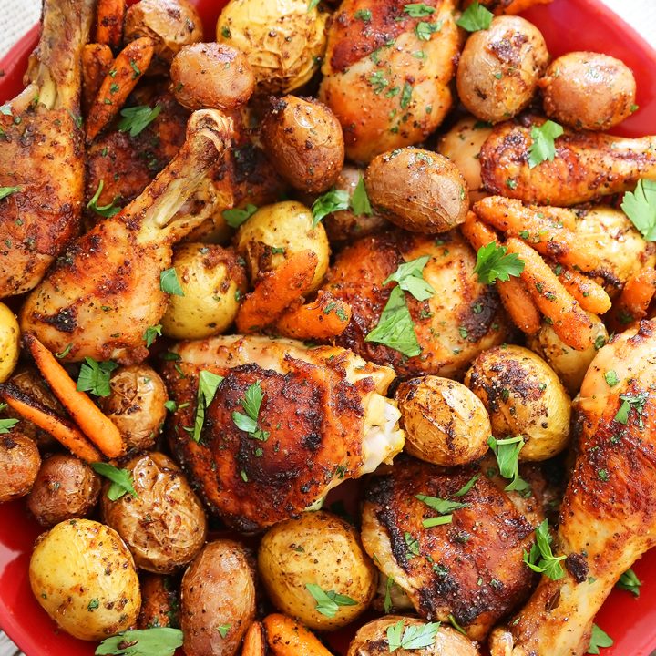 Chili-Garlic Roasted Chicken with Potatoes & Carrots