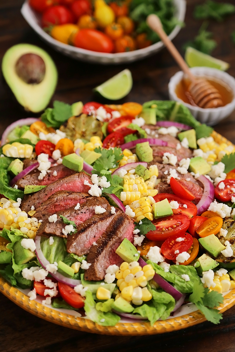 Mexican Grilled Steak Salad with Honey Lime Dressing