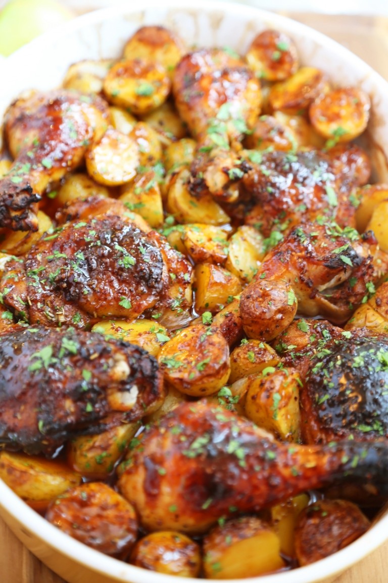 Roasted Apple Cider Chicken with Potatoes and Onions The Comfort of