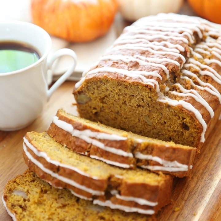Pumpkin Banana Bread with Vanilla Glaze