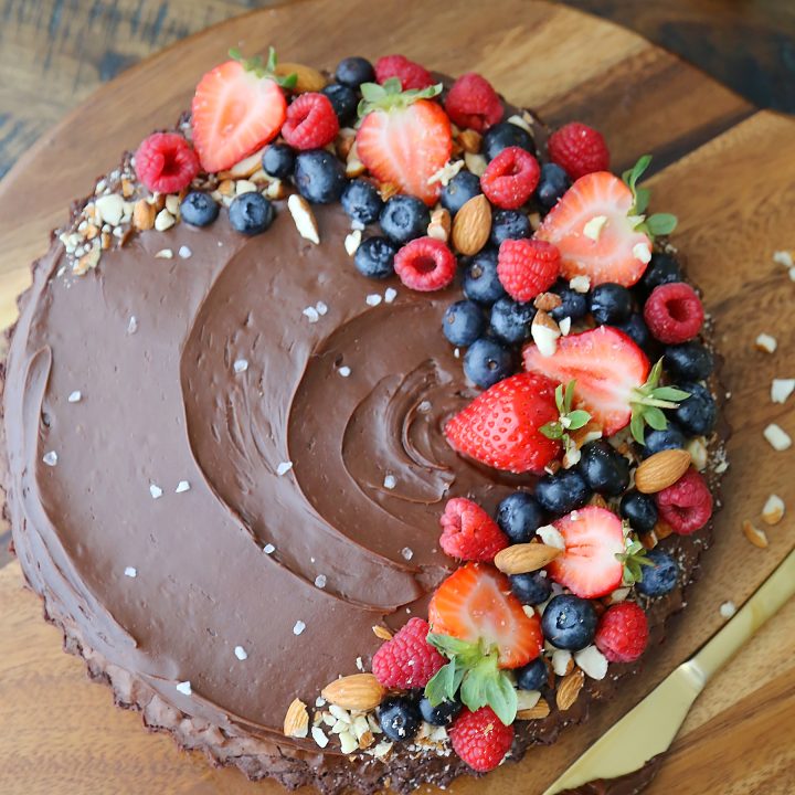 4-Ingredient Salted Chocolate Brownie Fruit Tart