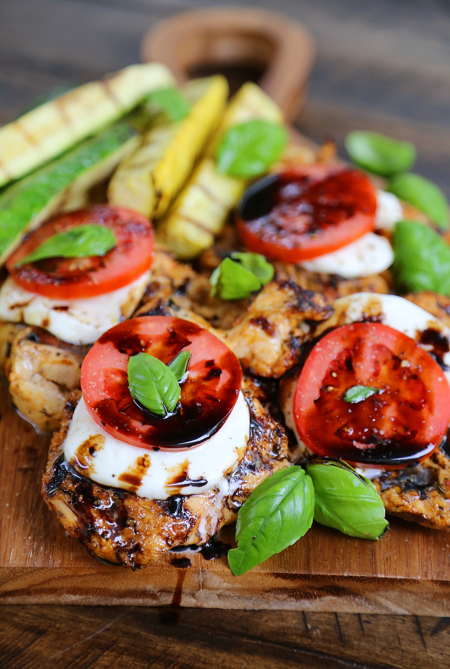 Grilled Caprese Chicken and Summer Squash