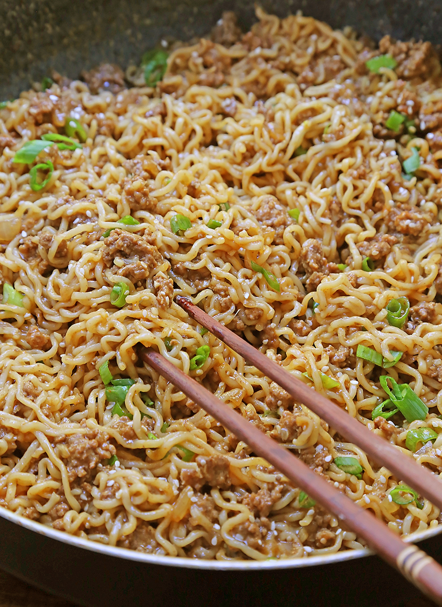 Sesame Beef Ramen Stir Fry