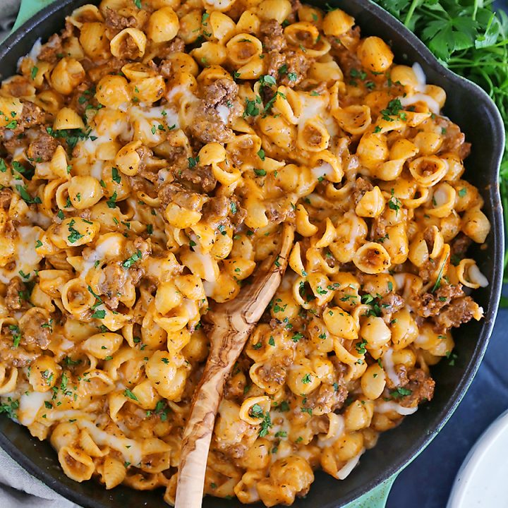 One-Pot Creamy Beef and Shells