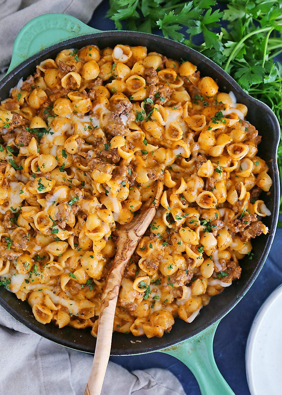 One-Pot Creamy Beef and Shells