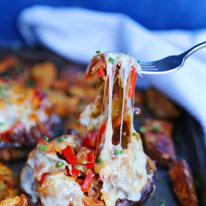 Philly Cheesesteak Stuffed Portobello Mushrooms