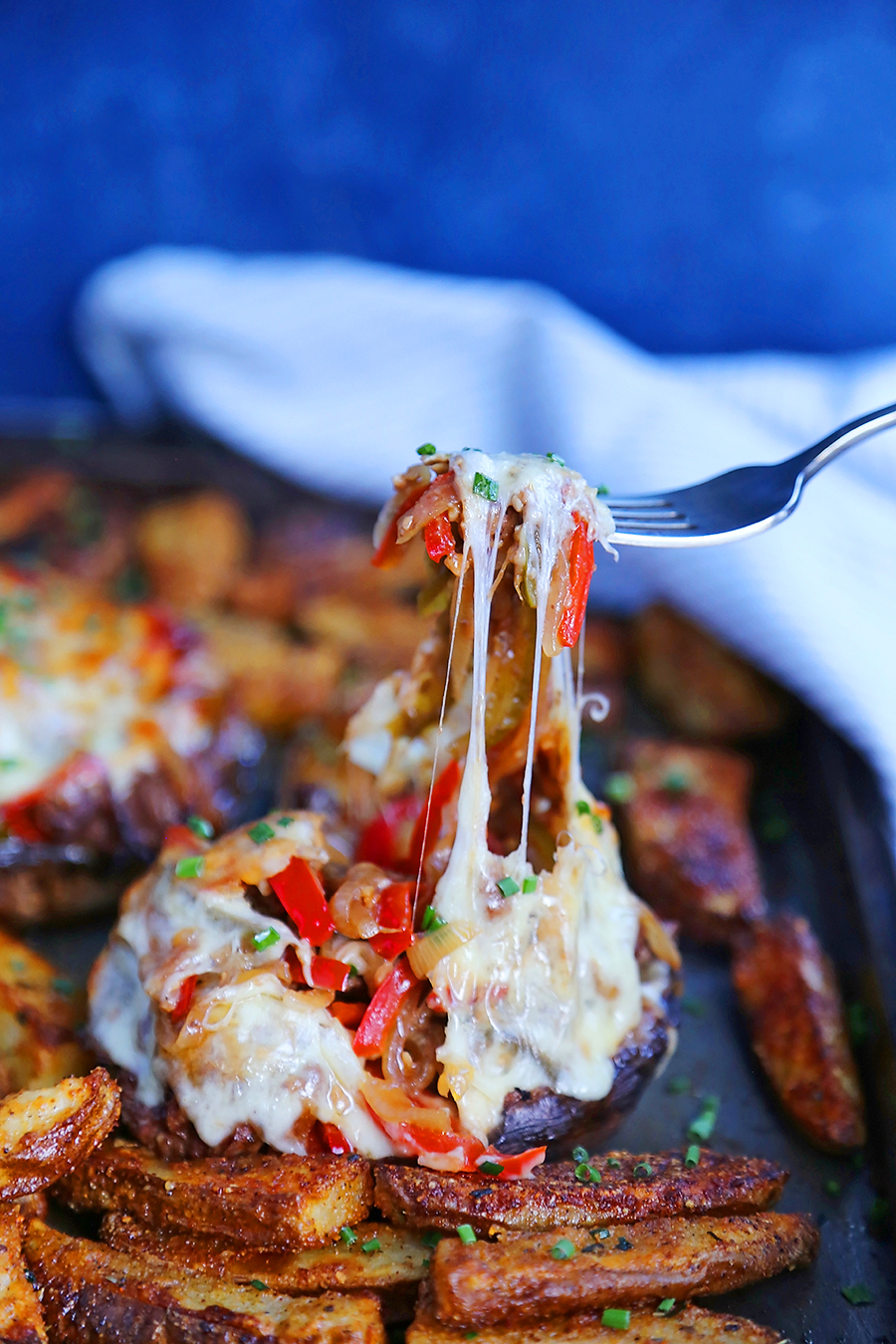 Philly Cheesesteak Stuffed Portobello Mushrooms