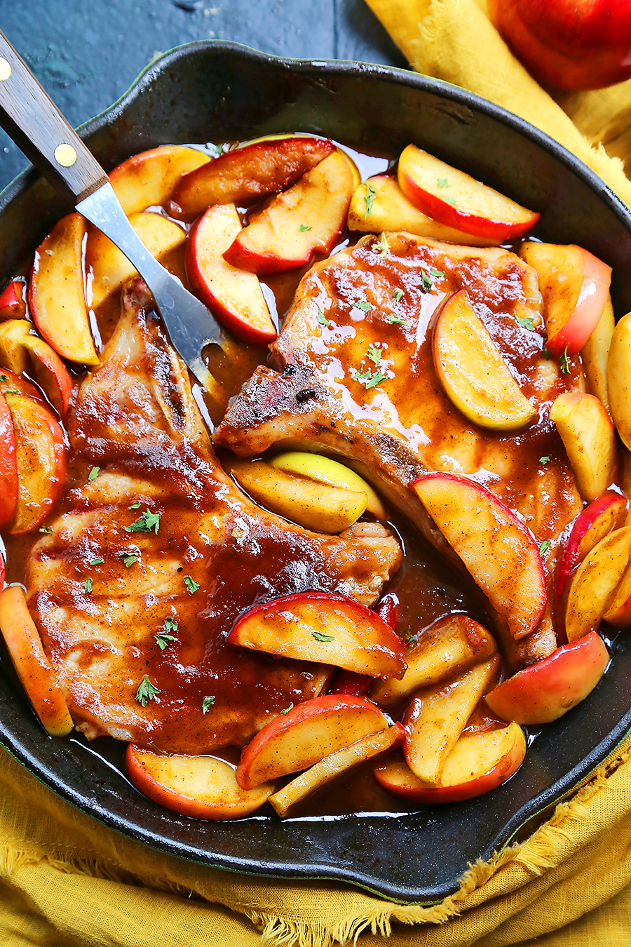 Skillet Apple Butter Pork Chops