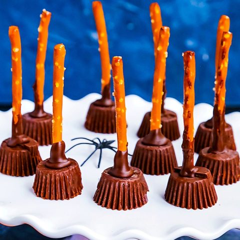 Chocolate-Pretzel Witches Broomsticks
