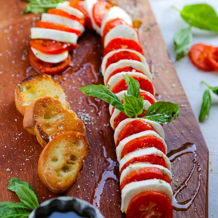 Candy Cane Caprese Board