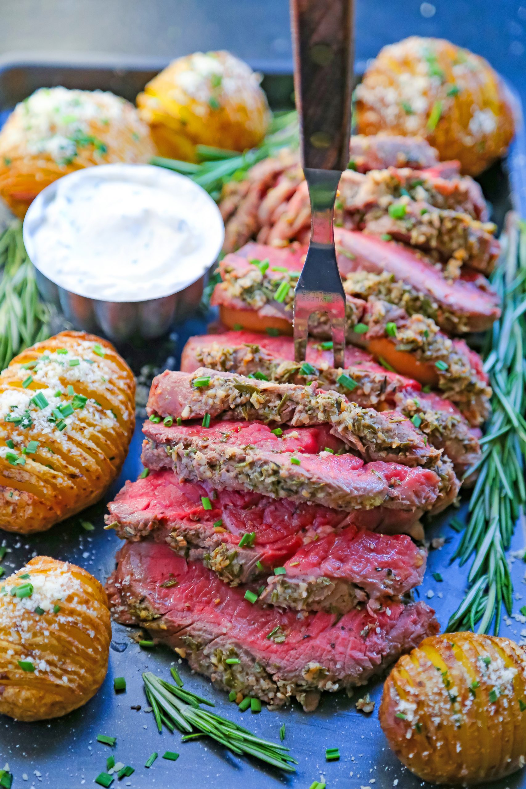 Roasted Beef Tenderloin with Creamy Horseradish Sauce