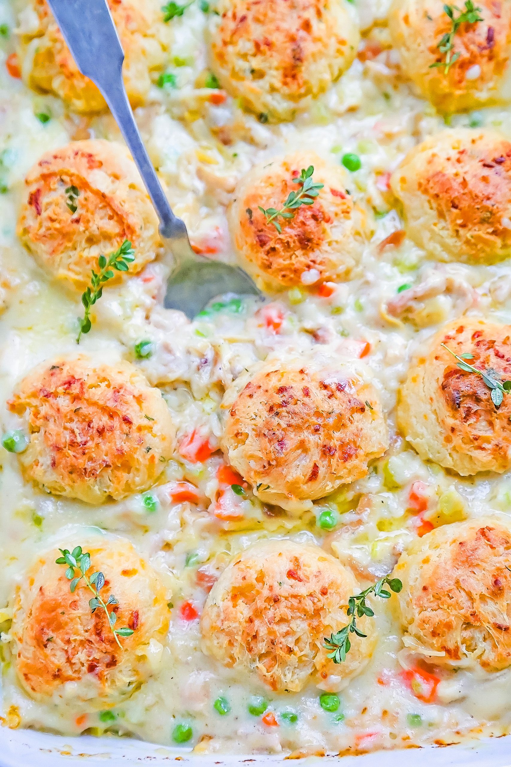 Chicken Pot Pie with Cheddar Chive Biscuits