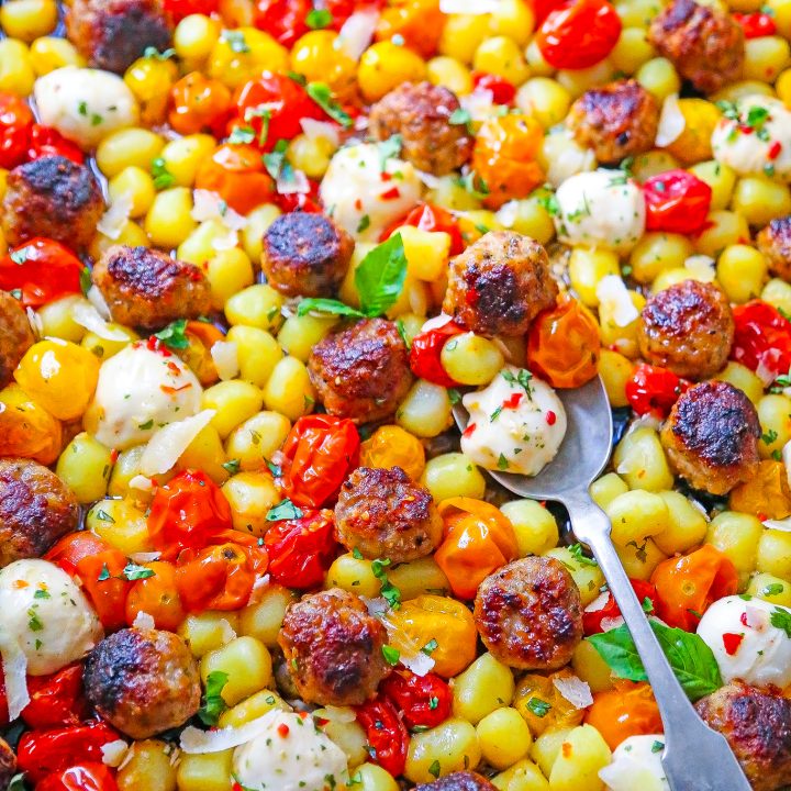 20-Minute Sheet Pan Gnocchi with Sausage Meatballs